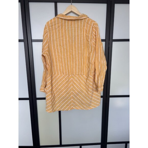 C&C California Linen Tunic Shirt Womens 1X Striped Beach Resort Boho Lagenlook - Picture 11 of 14